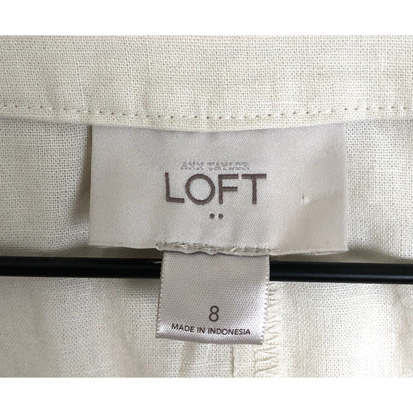 NWT ANN TAYLOR LOFT Linen Cotton Cropped Ruffle Open Jacket Sz 8 Ivory Raw Edge - Picture 4 of 10